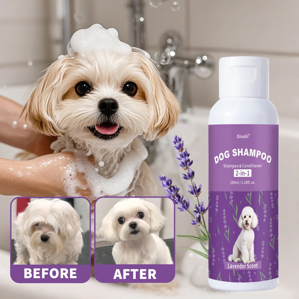 Pet Shampoo And Conditioner 2-in-1 Lavender Scent Deep Cleansing Refreshing Coat Softener For All Dogs Pet Deodorizer