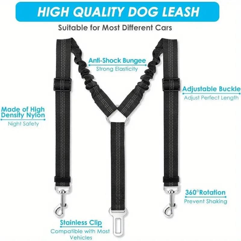 Adjustable Elastic Pet Car Seat Belt Dog Cat Single Dual Safety Restraint Leash for Vehicle Travel