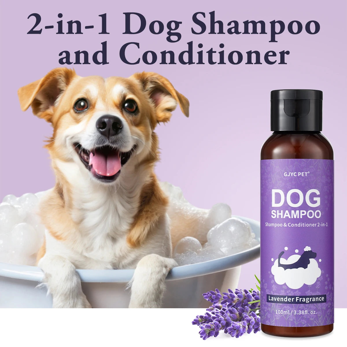 2 In 1 Lavender Dog Shampoo Conditioner Hypoallergenic Soothing Formula Healthy Shiny Coat Gentle Pet Care For Dogs Cats
