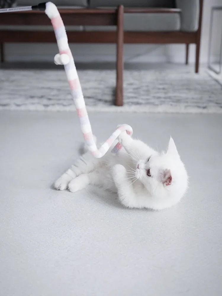 Cat Toy Feather Cats Teaser Wand Cats Interactive Toy Funny Caterpillar Colorful Rod Teaser Wand Pet Cat Supplies Pets Accessory