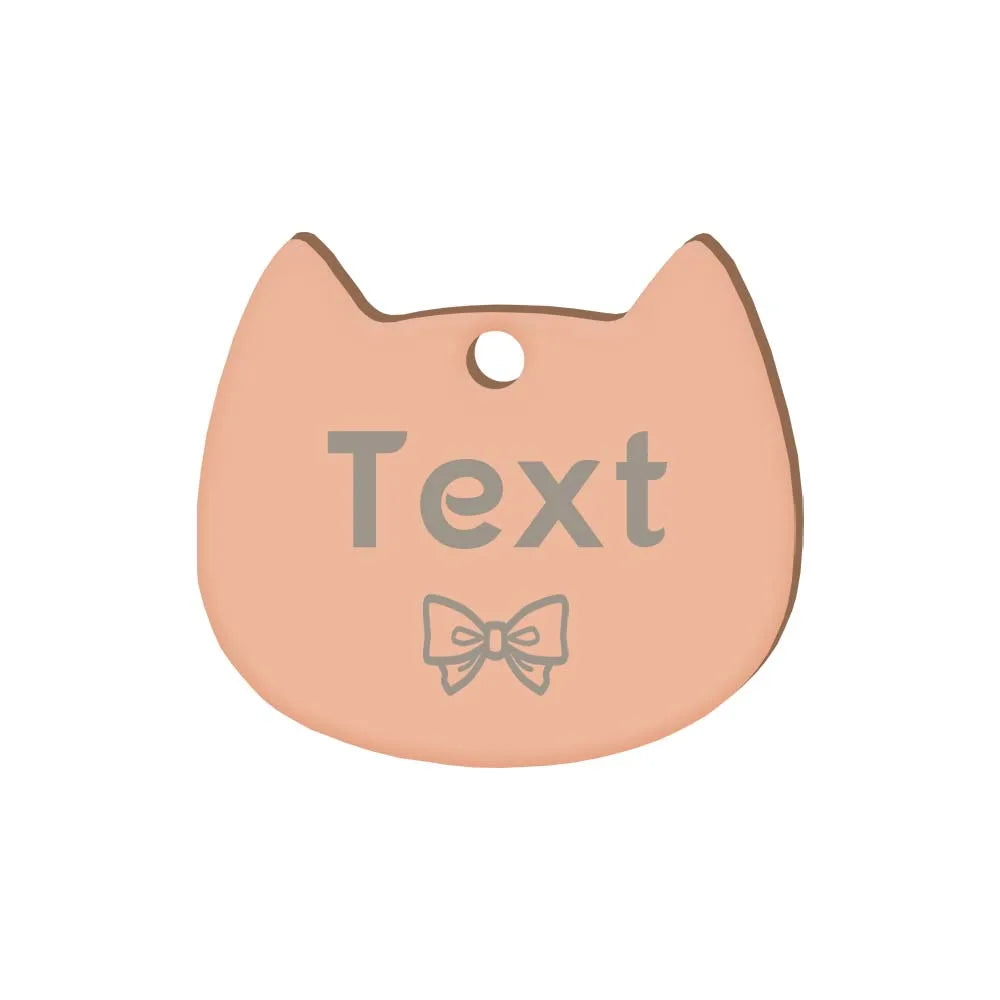Custom Cat Face Id Dog Tags Name Tags Stainless Steel Plate Decoration Personalized Engraving Animal Chain Charm with number
