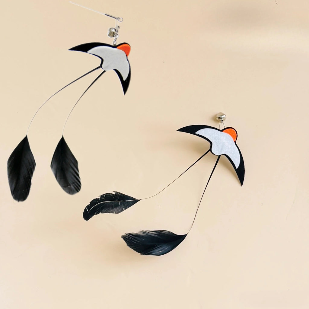 Interactive Cat Toy Funny Simulation Bird Feather with Bell Cat Stick Toy for Kitten Playing Teaser Wand Toy Pet Cats Supplies