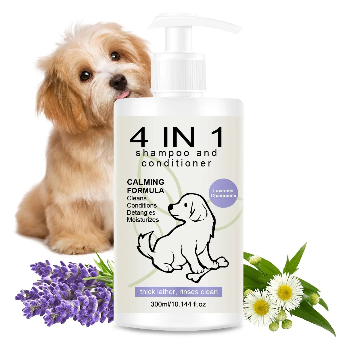 4 in 1 Pet Shampoo and Conditioner Special Shampoo for Dogs and Cats Keep Pets Clean and Fragrant to Prevent Hair Loss