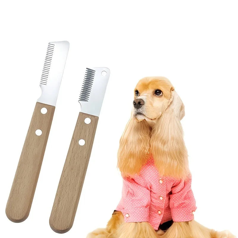 Dog Grooming Tool Kit, Wooden Handle Dog Deshedding Comb,Dematting Rake - for Deshedding,Pet Hair Removal, Pet Grooming Supplies
