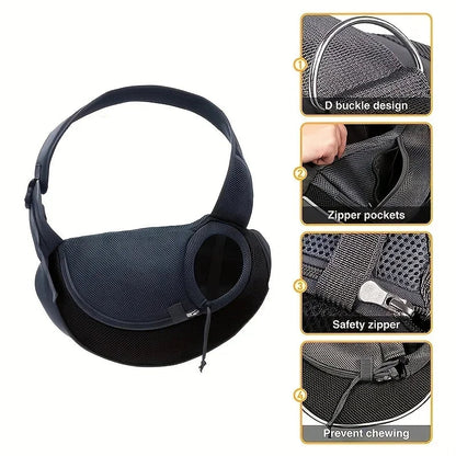 1Pc Dog out backpack,Dog Sling Carrier Breathable Mesh Travel Crossbody Bag For Puppy Cat Hiking Camping Horizon