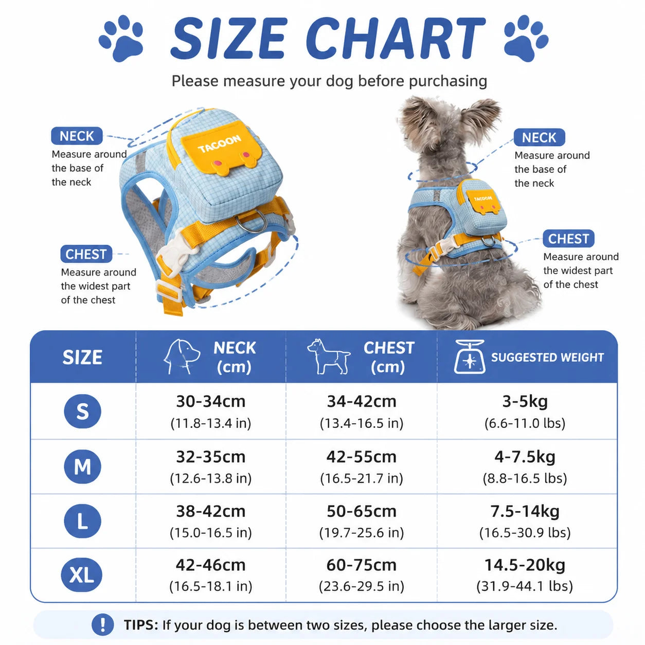 Cute Backpack Dog Harness with Leash, Reflective Soft Pet Vest for Small Medium Dogs Cats, Adjustable Walking Harness Set