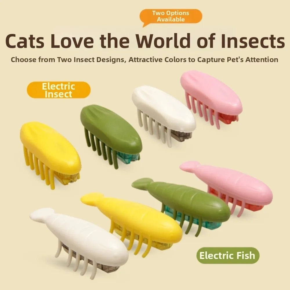 Interactive Play Electric Cat Chasing Beetle Toy TPU Release Energy Jumping Bug Cat Toy Sturdy Durable Moving Insect Cat Toy