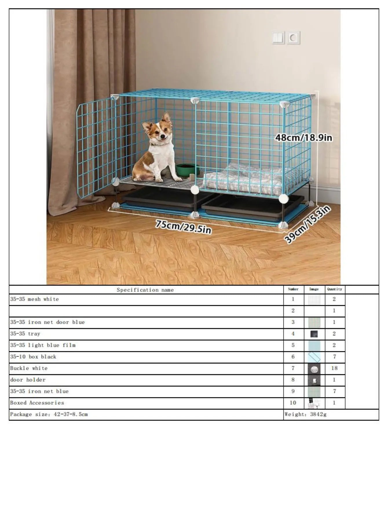 Modular Dog Cage for Small and Medium-Sized Puppies, with a Pull-Out Tray, Suitable for Corgis, Teddy Dogs, and Pomeranians, Indoor Home Dog Enclosure