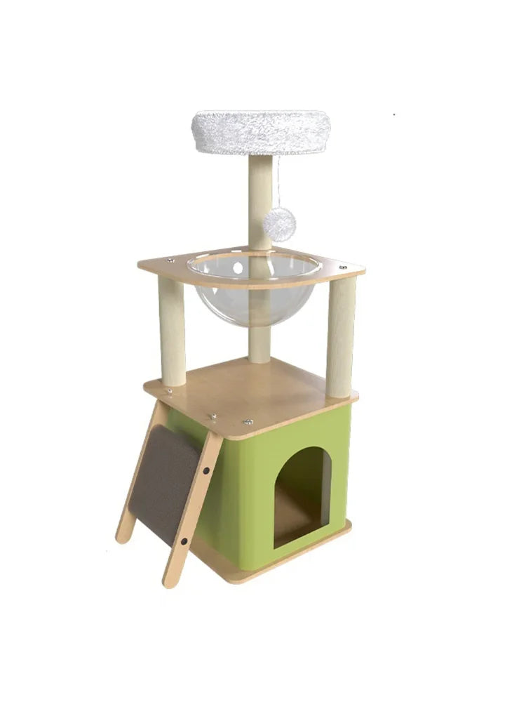 Green Cat Tree with Cat Condos Cat Scratchers Space Capsule Cat Climbing Frame Cat Tree Tower Cat Scratching Posts Pet Products