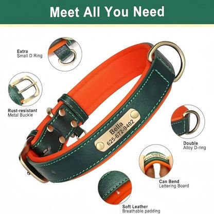 Personalized Leather Dog Collar with Free Engraved Name Horizon