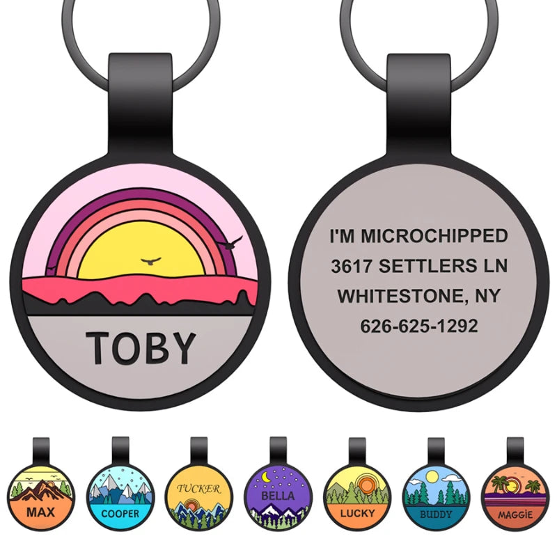 Round Shape Pets Anti-lost Label Puppy Dog Cat Collar Name Tag Customized Dogs Accessoires Personalized Pet ID Tags Pendant