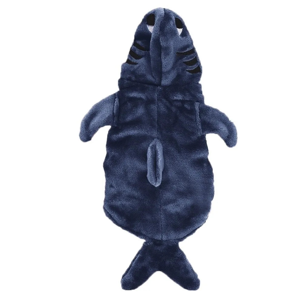 Fleece Pet Shark Cosplay Costume Warm Cute Style Animal Dress Up Outfits Comfortable Thicken Dog Cosplay Apparel Cat Party