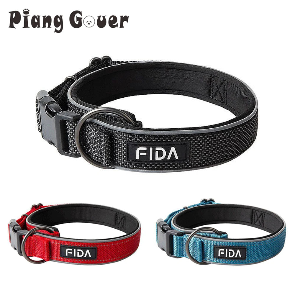Large Dog Collar Pet Reflective Adjustable Collar for Medium Big Dogs Outdoor Walking Training Supplies