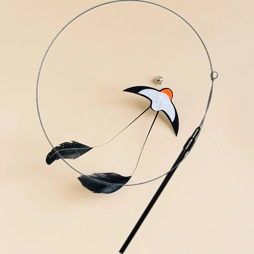 Interactive Cat Toy Funny Simulation Bird Feather with Bell Cat Stick Toy for Kitten Playing Teaser Wand Toy Pet Cats Supplies