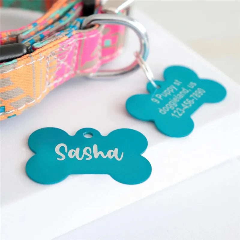 Personalized Pet ID Tag Dog Cat Nameplate Address Number Aluminum Collar Accessories Free Engraving ID Tags for Collar