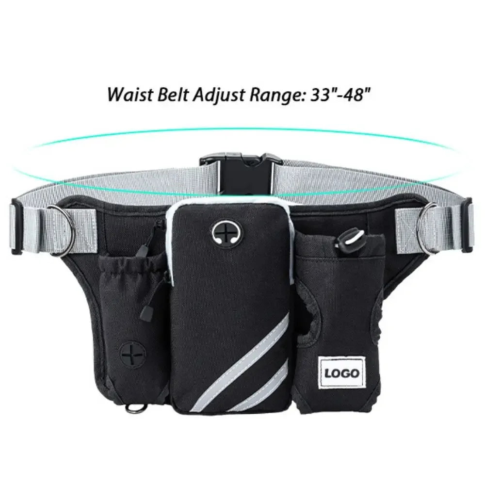 Hand Hands Free Dog Leash with Zipper Pouch Waist Belt with Multi Pockets Bag Reflective Stitching Bungee with Running Jogging