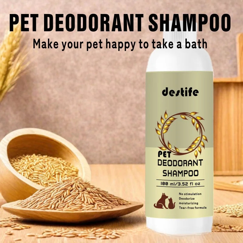 Cat Dog Shampoo Bath Body Wash Conditioner 3-in-1 Oatmeal Flavour Leave Scent Fragrance Deodorizing Bath Pet Cleaning Products