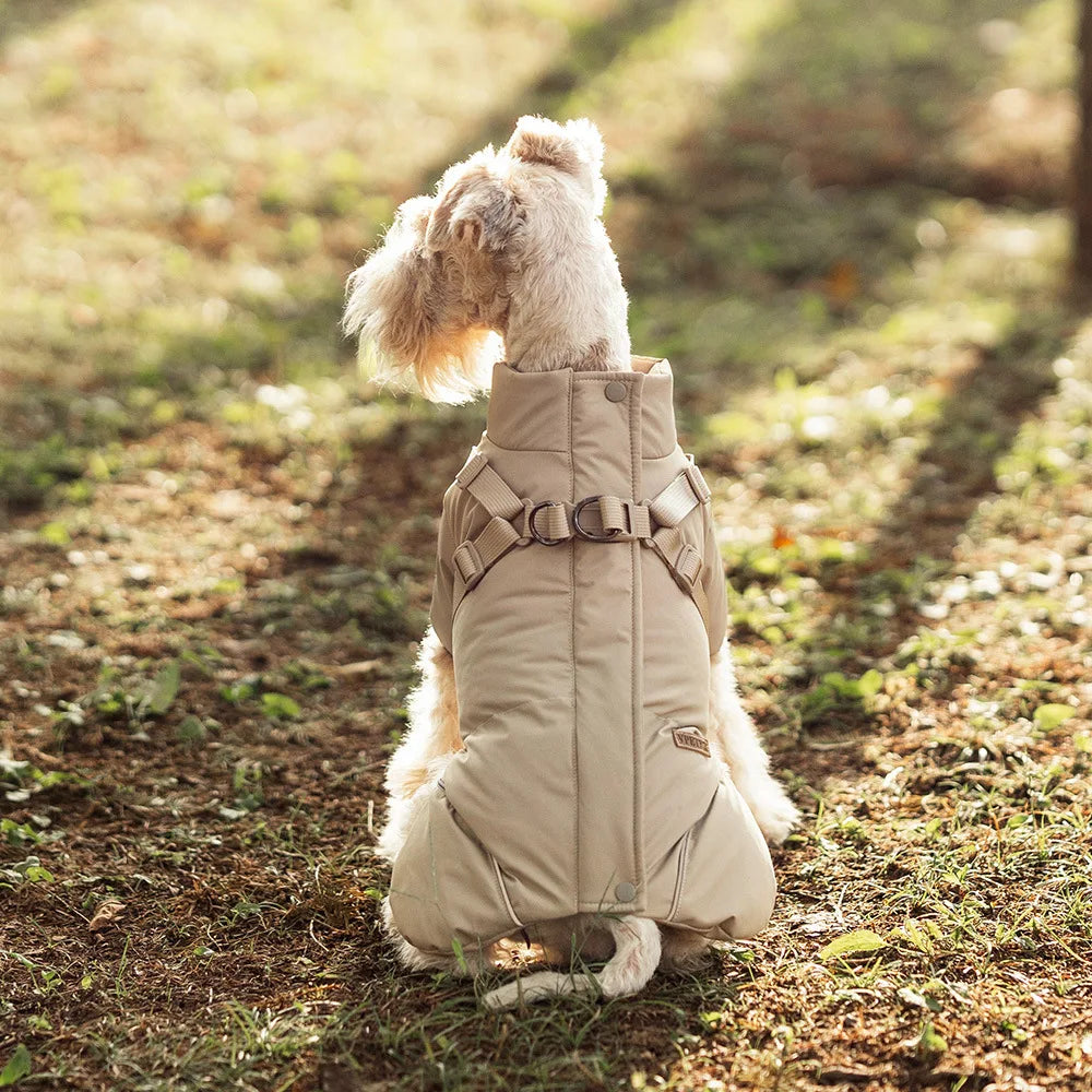 Winter Dog Jacket with Harness Thicken Waterproof Warm Outdoor Dog Clothes for Small Dogs Soft Padded Dog Puffer Snow Pet Coat