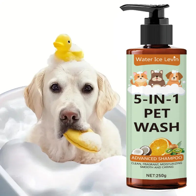 5-in-1 Natural Coconut Pet Shampoo, Conditioner, and Body Wash, Gentle Cleansing, Soothes Skin, Creates Shiny Fur, Safe and Healthy, Suitable for Cats and Dogs