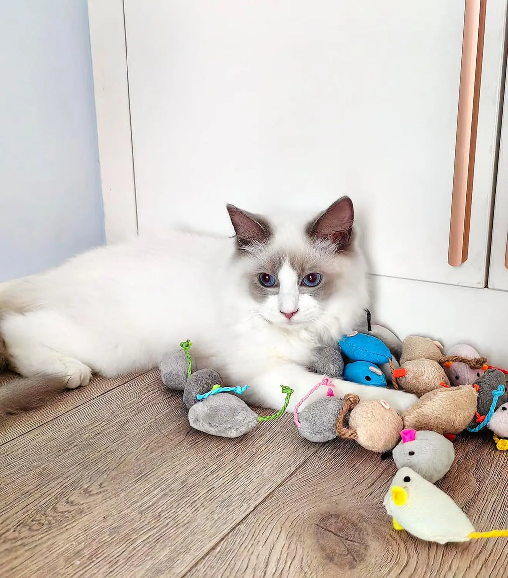 3/200pcs Rattle Cat Mouse Toys Also Prefilled Catnip Faux Fur Cat Mice Toys Interactive Cat Game Catnip Toys for Indoor Cats Toy