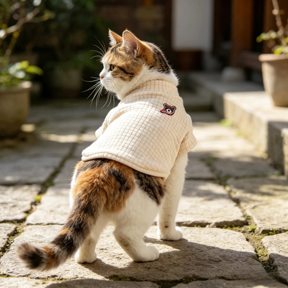 Waffle texture cat and dog sweater suitable for small and medium-sized dogs, Chihuahua poodle, English short pet clothes
