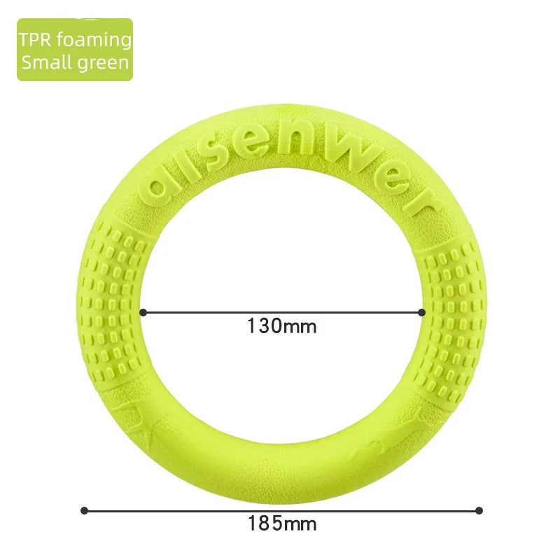 Indestructible Dog Flying Disc Ring, Bite Resistant TPR Chew Toy for Tug of War Fetch, Floating Outdoor Dog Toy for All Dogs