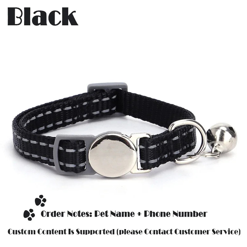 Personalized Cat Collar Pet ID Tag Name Custom Free Engraved ID Nameplate Kitten Puppy Anti-lost Nametag Safety Buckle Necklace