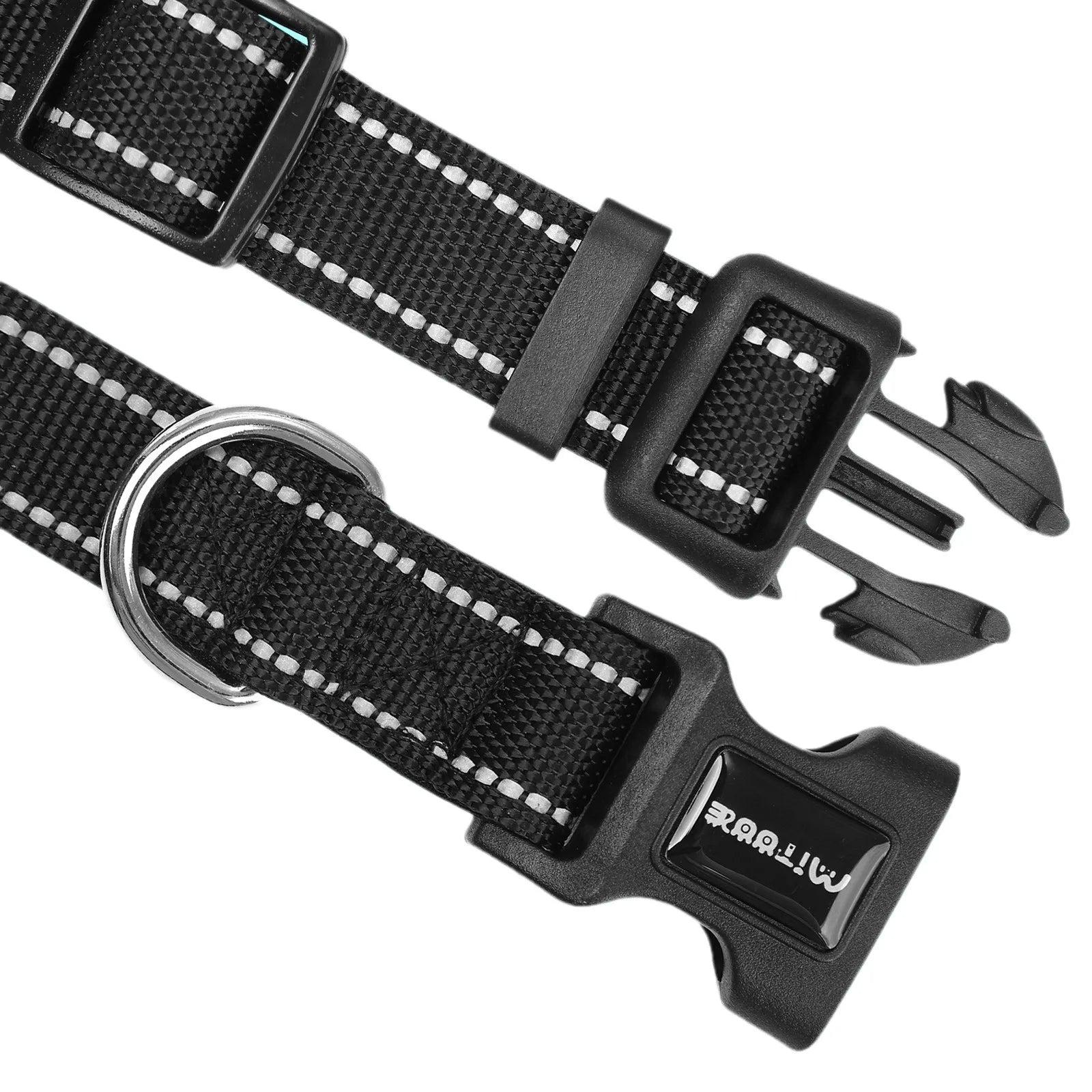 Reflective Adjustable Padded Dog Collar Soft Breathable Pet Neck Strap for Medium Large Dogs Durable Safety Collar for Night
