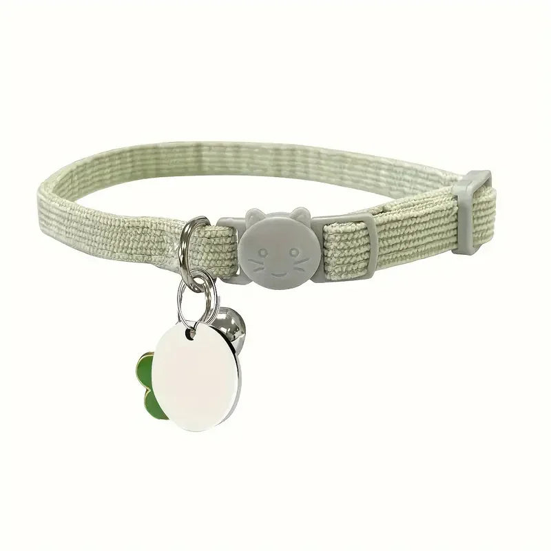 Customized Pet Nameplate Adjustable Corduroy Flower Charm Cat ID Tag Collar Breakaway Neck Collar for Small Dogs Puppy Kitten