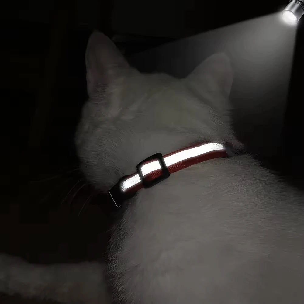 Customized Pet Collar Reflective Cat Collars Free Engraved Puppy Kitten Pet ID Nameplate Necklace With Bell Anti-lost For Cats