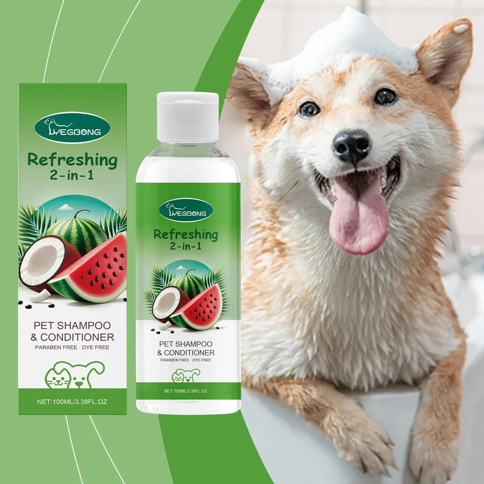 YEGBONG 2-in-1 Pet Shampoo Conditioner for Dog Moisturizing Hypoallergenic Long-Lasting Scent Coat Care Cleansing Bath Liquid