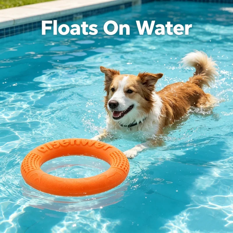 Indestructible Dog Flying Disc Ring, Bite Resistant TPR Chew Toy for Tug of War Fetch, Floating Outdoor Dog Toy for All Dogs