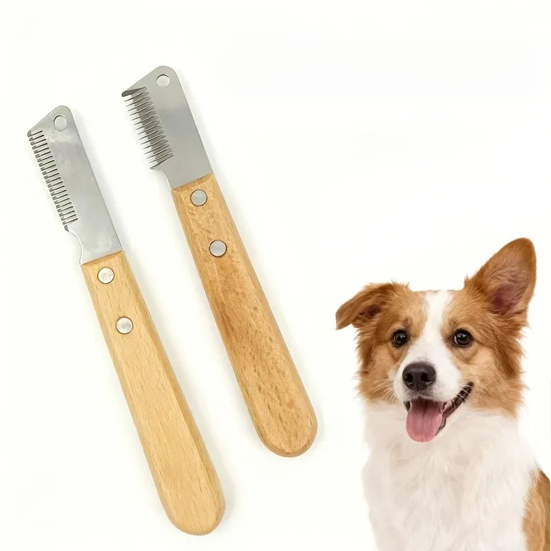 Dog Grooming Tool Kit, Wooden Handle Dog Deshedding Comb,Dematting Rake - for Deshedding,Pet Hair Removal, Pet Grooming Supplies