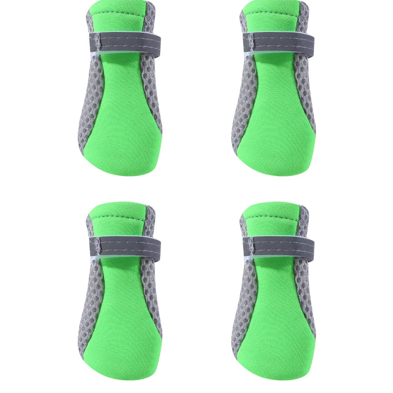 4pcs/set Breathable Dog Shoes Anti-skid Pet Socks Waterproof Rain Snow Shoes Warm Reflective Pet Dog Boots Paw Protector