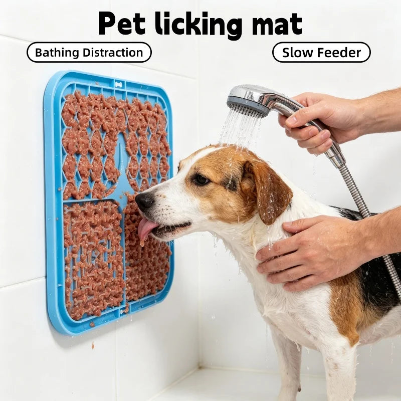 Silicone Dog Lick Mat Slow Feeder with Suction Cup Boredom Buster Bathing Grooming Distraction Licking Pad for Dogs Cats