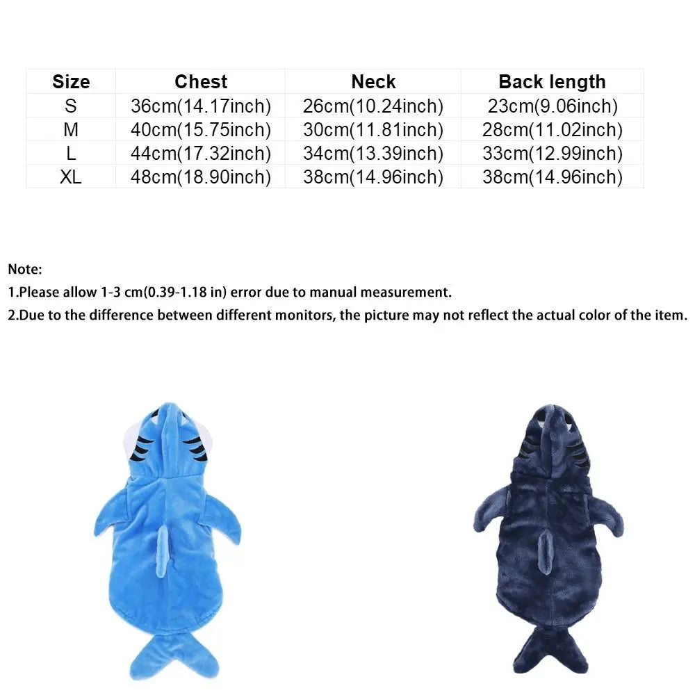 Fleece Pet Shark Cosplay Costume Warm Cute Style Animal Dress Up Outfits Comfortable Thicken Dog Cosplay Apparel Cat Party
