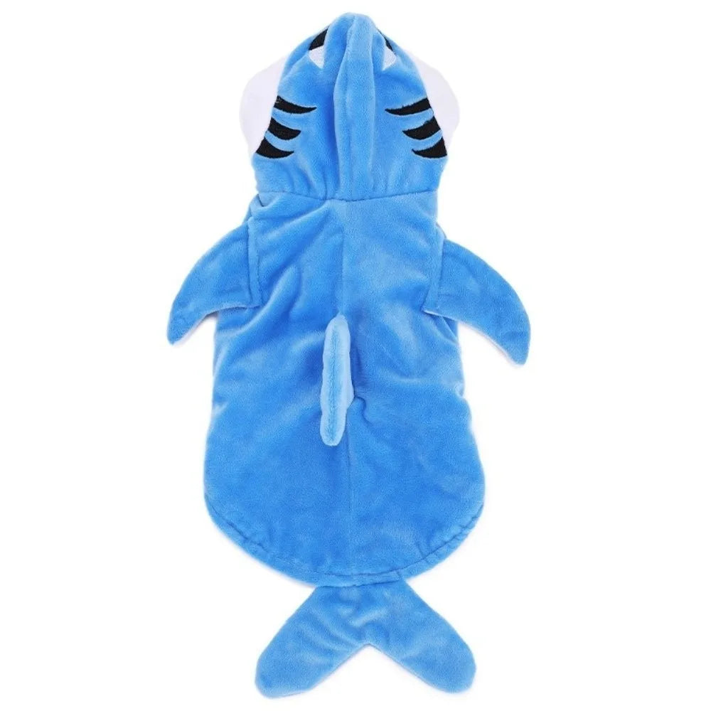 Fleece Pet Shark Cosplay Costume Warm Cute Style Animal Dress Up Outfits Comfortable Thicken Dog Cosplay Apparel Cat Party