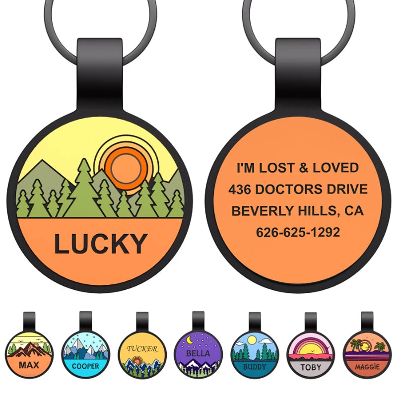 Round Shape Pets Anti-lost Label Puppy Dog Cat Collar Name Tag Customized Dogs Accessoires Personalized Pet ID Tags Pendant