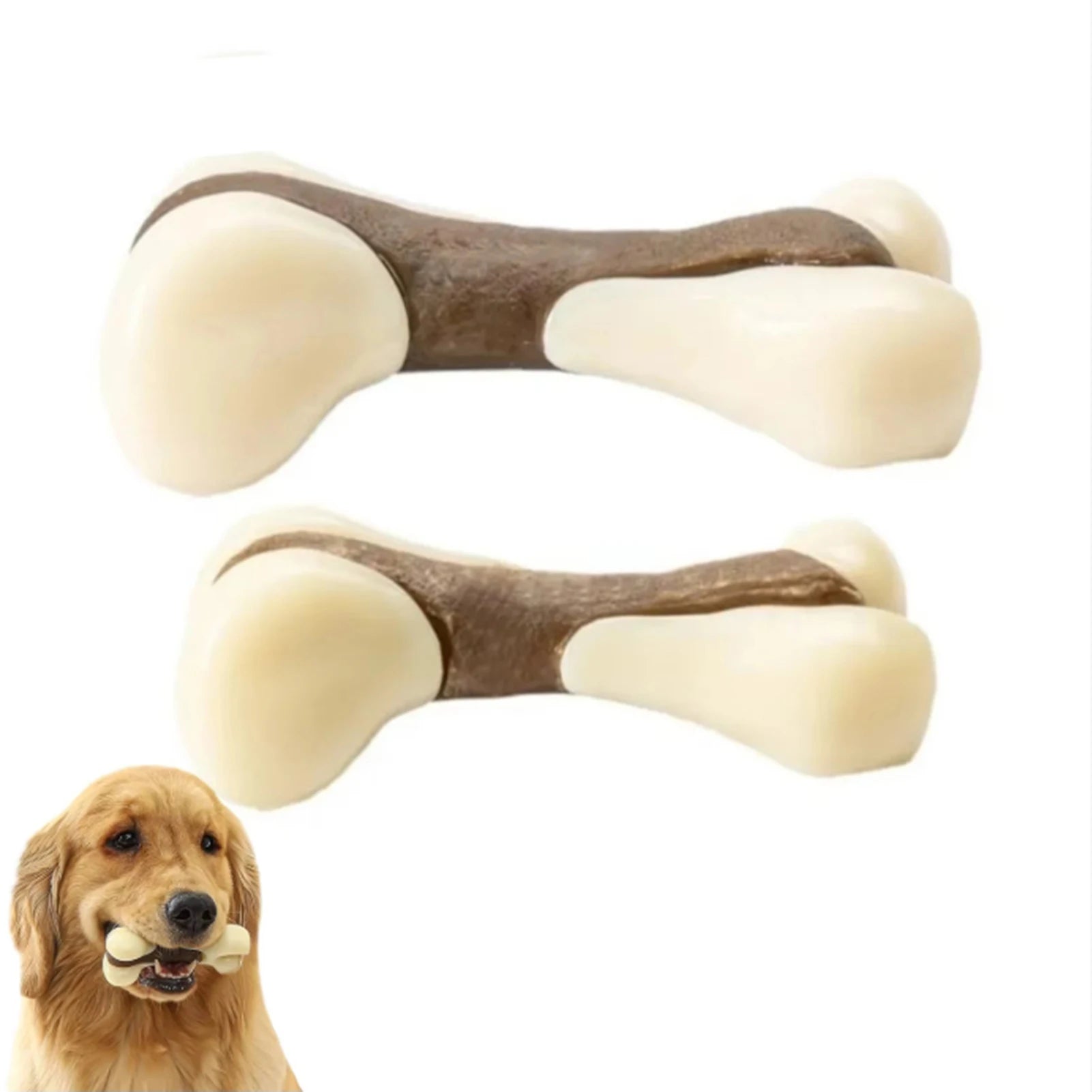 Bacon Edible Dog Chew Toy for Aggressive Chewers - Durable Nylon Bone Dental Cleaning Teeth Grinding Toy, Tartar Control 2 Size