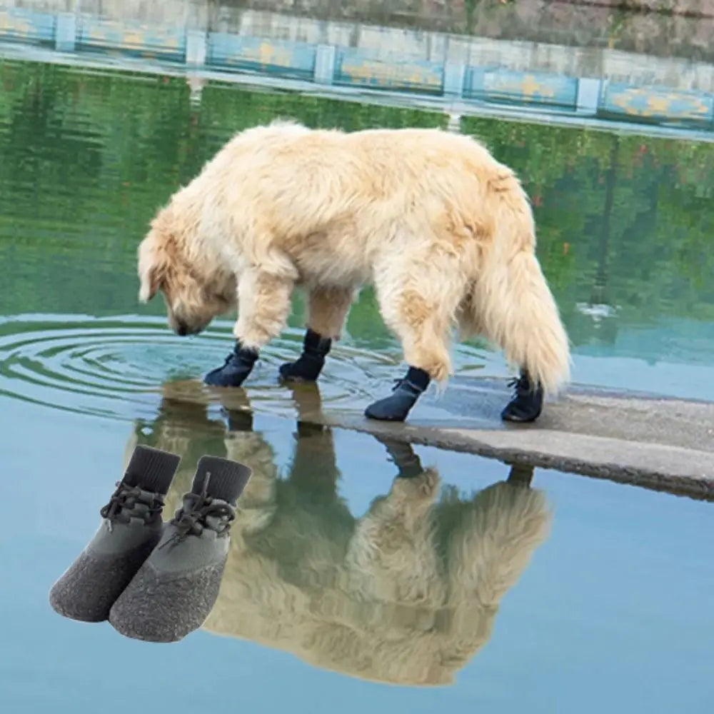 4pcs/set Non-Slip Non-Slip Dog Socks Boots Breathabl Soft Puppy Sport Boots with Adjustable Straps Waterproof Dog Paw Protector