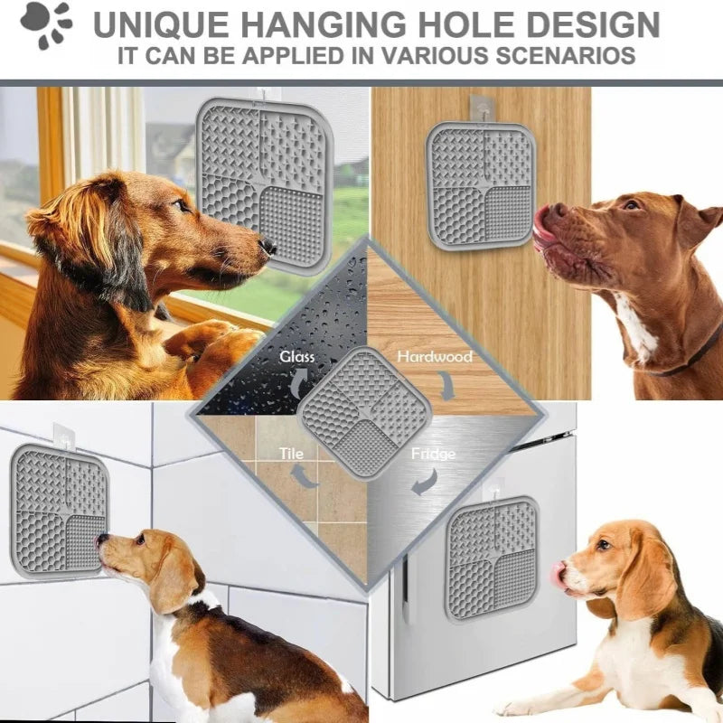 Silicone Dog Lick Mat Slow Feeder with Suction Cup Boredom Buster Bathing Grooming Distraction Licking Pad for Dogs Cats