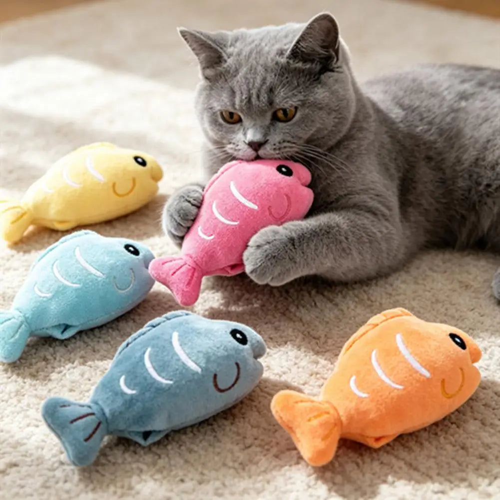 Cat Plush Toy Plush Fish Cat Toy with Catnip Soft Crinkle Chew Toy for Indoor Cats Stuffed Hunting Teething Kitten Plaything