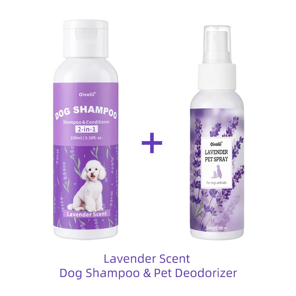 Pet Shampoo And Conditioner 2-in-1 Lavender Scent Deep Cleansing Refreshing Coat Softener For All Dogs Pet Deodorizer