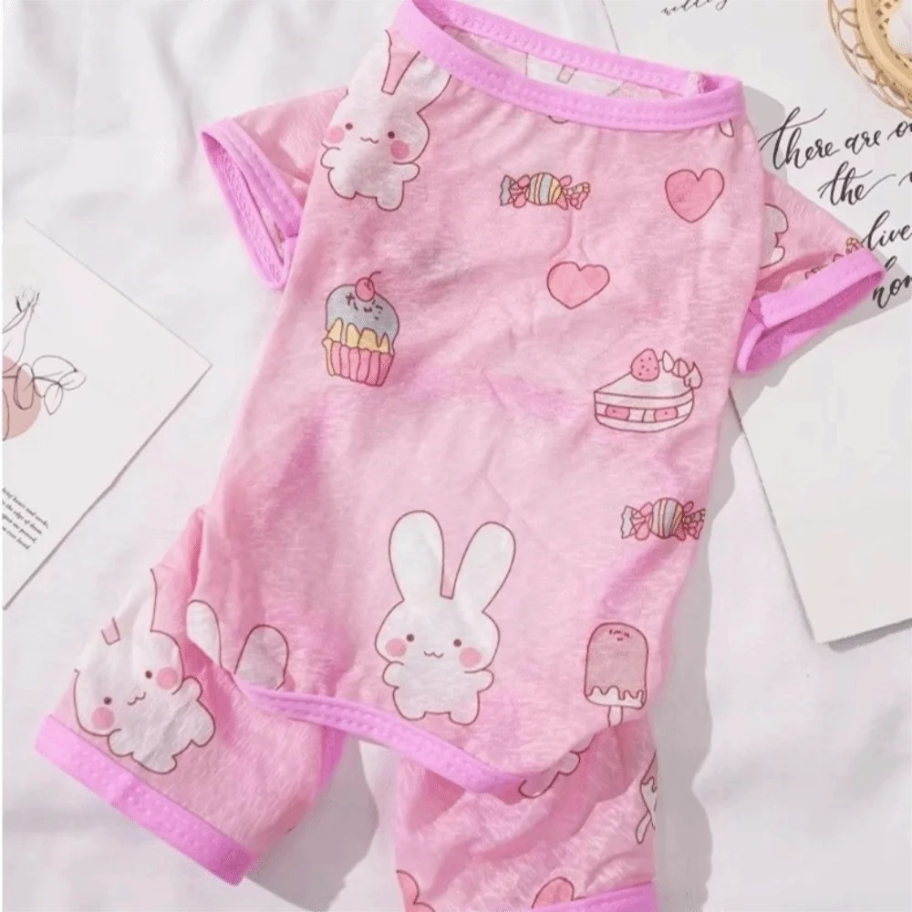 Cartoon Print Cat Cooling Jumpsuit Ultra-thin Breathable Mesh Dog Sunscreen Clothes Sun Protection Summer Cat Clothes