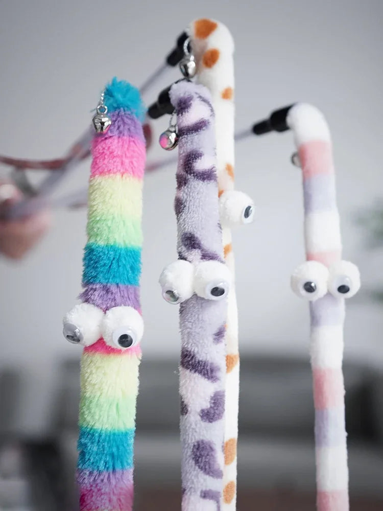 Cat Toy Feather Cats Teaser Wand Cats Interactive Toy Funny Caterpillar Colorful Rod Teaser Wand Pet Cat Supplies Pets Accessory