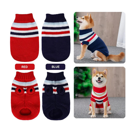 Striped Knit Dog Sweater — Christmas Elk Design for Large Dogs Horizon