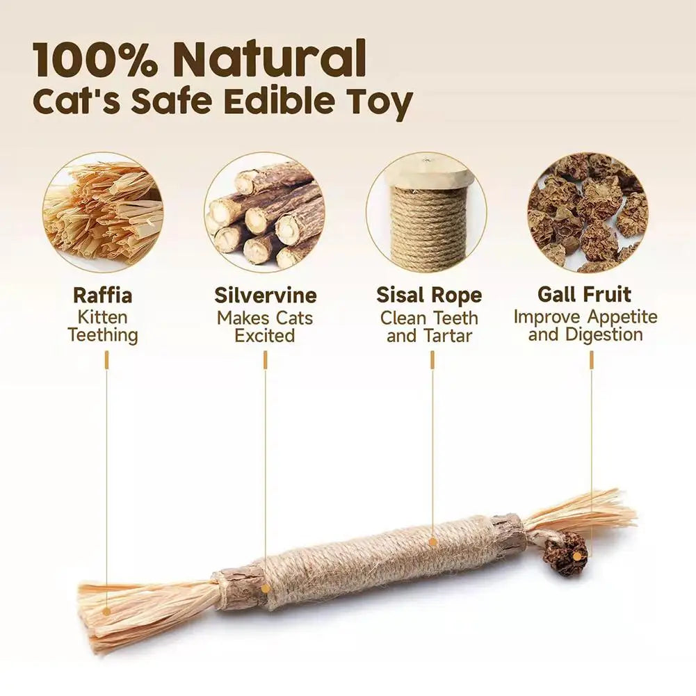 Cat Silver Vine Teeth Grinding Rod Natural Catnip Cat Toy Dental Care Wood Toy For Cat Bite Resistant Tooth Cleaning Supplies