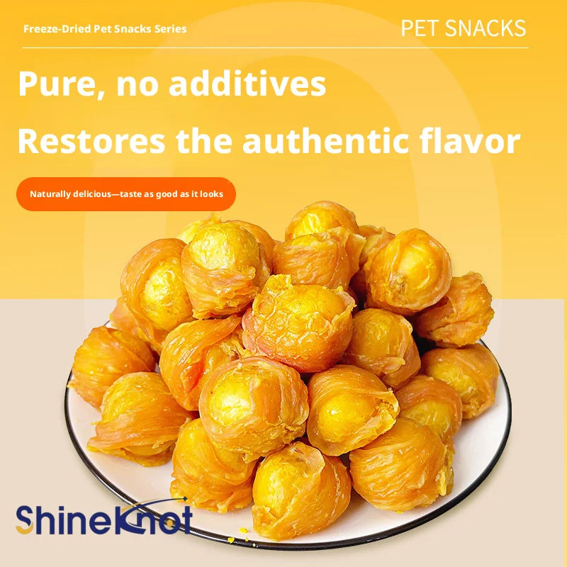 SHINEKNOT Pet Snacks Pure Chicken And Duck Meat Pack Freeze-Dried Egg Yolk Beautiful Fur Clean Teeth 200g Dog Snacks