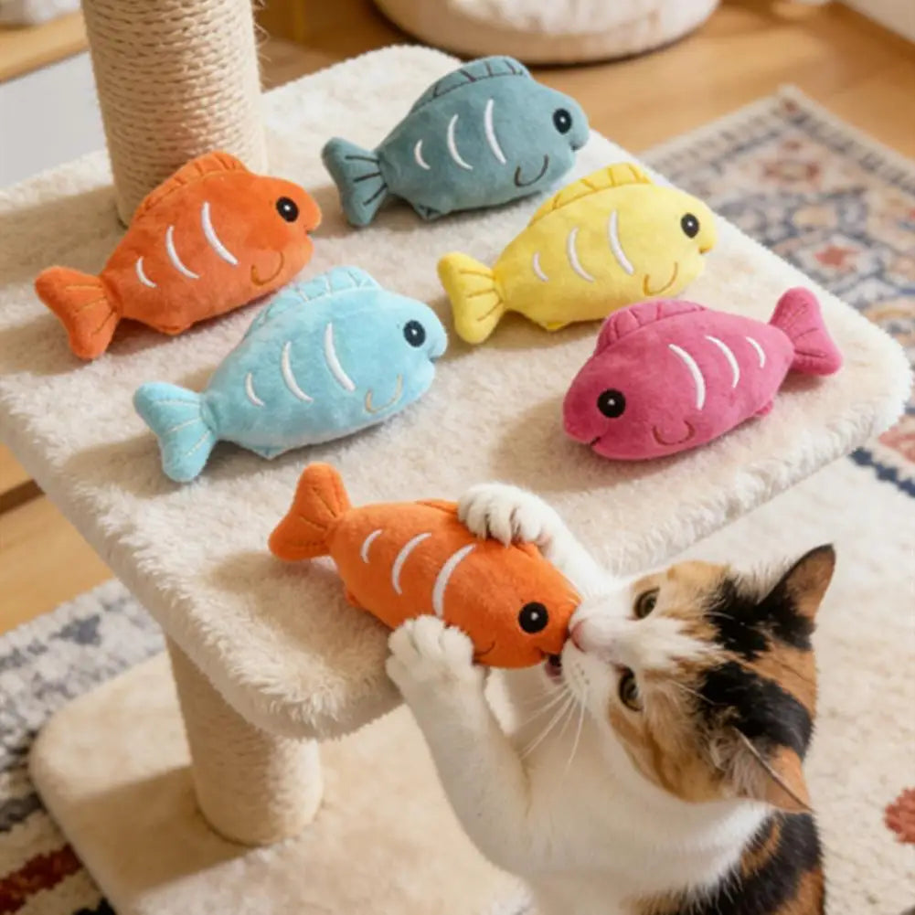 Cat Plush Toy Plush Fish Cat Toy with Catnip Soft Crinkle Chew Toy for Indoor Cats Stuffed Hunting Teething Kitten Plaything