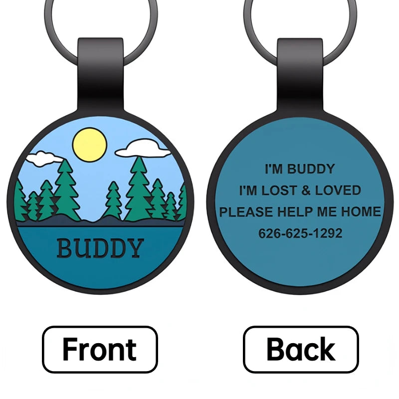 Round Shape Pets Anti-lost Label Puppy Dog Cat Collar Name Tag Customized Dogs Accessoires Personalized Pet ID Tags Pendant